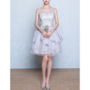 Glamorous Sleeveless Short Lace Bodice Homecoming Dresses with Layered Organza Skirt