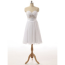 Simple Sweetheart Knee Length Tulle Beach Wedding Dresses with Illusion Waist