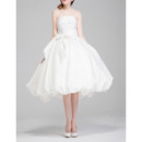 Perfect Ball Gown Strapless Knee Length Taffeta Wedding Dresses with Bubble Skirt