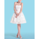 Perfect Strapless Short Tulle Wedding Dresses with Lace Bodice