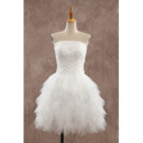 Perfect Ivory Strapless Short Wedding Dresses with Breathtaking Ruffle Layered Tulle Skirt