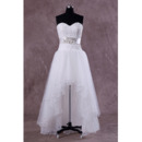 Graceful Appliques Bodice High-Low Tulle Wedding Dresses with Crystal Beading Waist