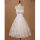Elegantly A-Line Illusion Neckline Knee Length Wedding Dresses with Beaded Bodice
