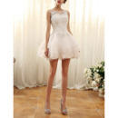 Charming Illusion Neckline Short Organza Wedding Dresses with Layered Skirt
