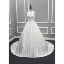Luxurious&Sexy Beading Embellished Bodice Satin Wedding Dresses with Beaded Fringe Back
