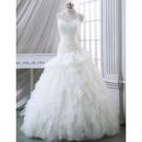 Romantic Halter-neck Sweetheart Tulle Wedding Dresses with Breathtaking Layered Skirt