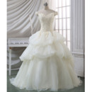 Gorgeous Beading Appliques Ball Gown Off-the-shoulder Organza Wedding Dress with Pick-up Skirt