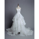 Romantic Ball Gown Sweetheart Organza Wedding Dress with Breathtaking Layered Skirt