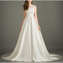 Elegant Illusion Neckline Sleeveless Satin Wedding Dresses with Applique Bodice