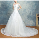 Discount Off-the-shoulder Chapel Train Organza Wedding Dresses