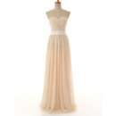Inexpensive Sweetheart Floor Length Chiffon Bridesmaid Dress with Belt