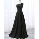 New Style One Shoulder Floor Length Black Bridesmaid Dresses