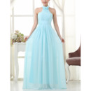 Elegant Halter Floor Length Chiffon Bridesmaid/ Wedding Party Dresses