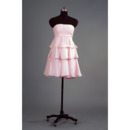 Custom Strapless Short Chiffon Layered Skirt Bridesmaid Dresses