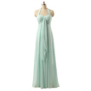 Fashion Style Halter Sweetheart Full Length Chiffon Bridesmaid Dresses with with Front Cascade