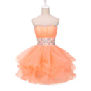 Elegantly Ball Gown Short Organza Homecoming Party Dresses with Rhinestone Detail