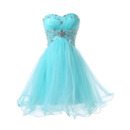 Gorgeous Glittering Rhinestone Beading Embellished Short Organza Homecoming Party Dresses