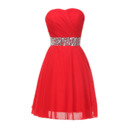 Sweetheart Chiffon Lace-Up Cocktail Dresses with Rhinestone
