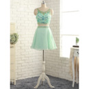 Eye-catching Charm Beaded Rhinestone Embellished Short Two-Piece Homecoming Party Dresses