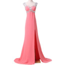 Elegantly Sweetheart Chiffon Evening Dresses with Beading Appliques Neckline and Waist