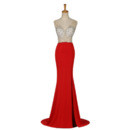 Sparkle & Shine Crystal Embellished Bodice Evening Dress with Thigh-high Skirt Slit