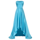 Discount Strapless Elastic Silk Like Satin Evening/ Prom Dresses High-Low Asymmetric Hem