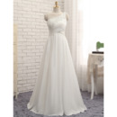 Elegantly One Shoulder Floor Length Chiffon Wedding Dresses with Beaded Crystal Detailing