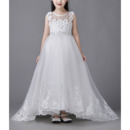 Gorgeous Sleeveless High-Low Sweep Train Organza Flower Girl Dresses / Pretty Crystal Beading First Communion Dresses