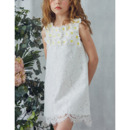 Simple Pretty Column Mini Lace Easter Little Girls Dresses with Appliques