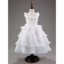 Pretty Ball Gown Tea Length Layered Skirt Organza Flower Girl/ White Perfect First Communion Dresses
