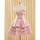 Sweet Strapless Short Satin Homecoming/ Party Dresses with Layered Skirt