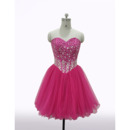 Ravishing Beading Crystal Embellished Short Tulle Homecoming Dresses