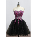 Luxury Shimmering Beading Rhinestone Embellished Sweetheart Short Black Homecoming Dresses