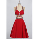 Sparkle & Shine Rhinestone Beading Embellished Short Chiffon Homecoming Dresses with Exposed Back