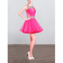 Sparkle Crystal Beading Embellished Short Tulle Homecoming/ Party Dresses with Sexy Back