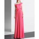 Elegant Asymmetric Shoulder Floor Length Satin Evening Dresses