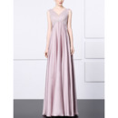 Sophisticated Empire V-Neck Elastic Woven Satin Evening/ Prom Dresses with Beading Bodice