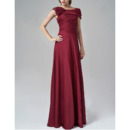 Elegant Silk Like Satin Evening Dresses with Cap Sleeves and Asymmetric Ruched Shoulder