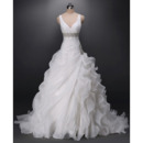 Gorgeous Beaded Crystal Mermaid Organza Wedding Dresses with Side Layered Skirt