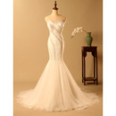 Romantic & Shimmering Sweetheart Lace Wedding Dresses with Mermaid Godet Skirt