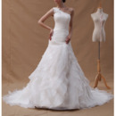 Romantic One Shoulder Organza Wedding Dresses with Split-front Layered Skirt