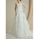 Romantic Beaded Sweetheart Organza Wedding Dresses with Layered Skirt