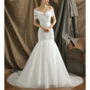 Elegance Beading Appliques Off-The-Shoulder Mermaid Tulle Wedding Dresses with Wraps