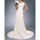 Tailored One Shoulder Sweep Train Lace Appliques Beach Chiffon Summer Wedding Dresses
