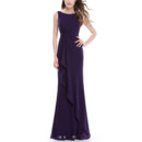 Inexpensive Sheath Sleeveless Long Purple Chiffon Bridesmaid Dresses