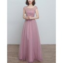 Inexpensive Illusion Sweetheart Neckline Sleeveless Full Length Tulle Ruching Bridesmaid Dresses