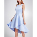 Simple Fashionable Asymmetric High-Low Satin Cocktail Party Dresses with Keyhole Cutout