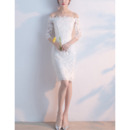 Elegant Off-the-shoulder Sheath Lace Cocktail Party Dresses with Half Sleeves