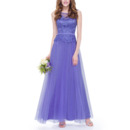 Discount A-Line Sleeveless Ankle Length Tulle Lace Evening Dresses