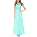 Custom V-Neck Sleeveless Floor Length Chiffon Evening/ Prom Dresses